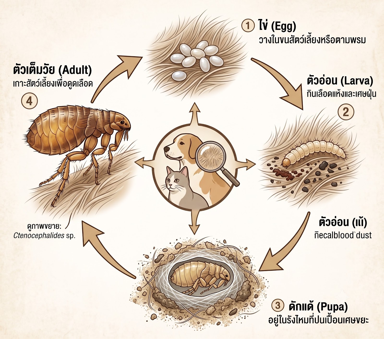 หมัดหมา/แมว (Ctenocephalides spp.): ข้อมูลทางวิชาการและหลักการควบคุม
