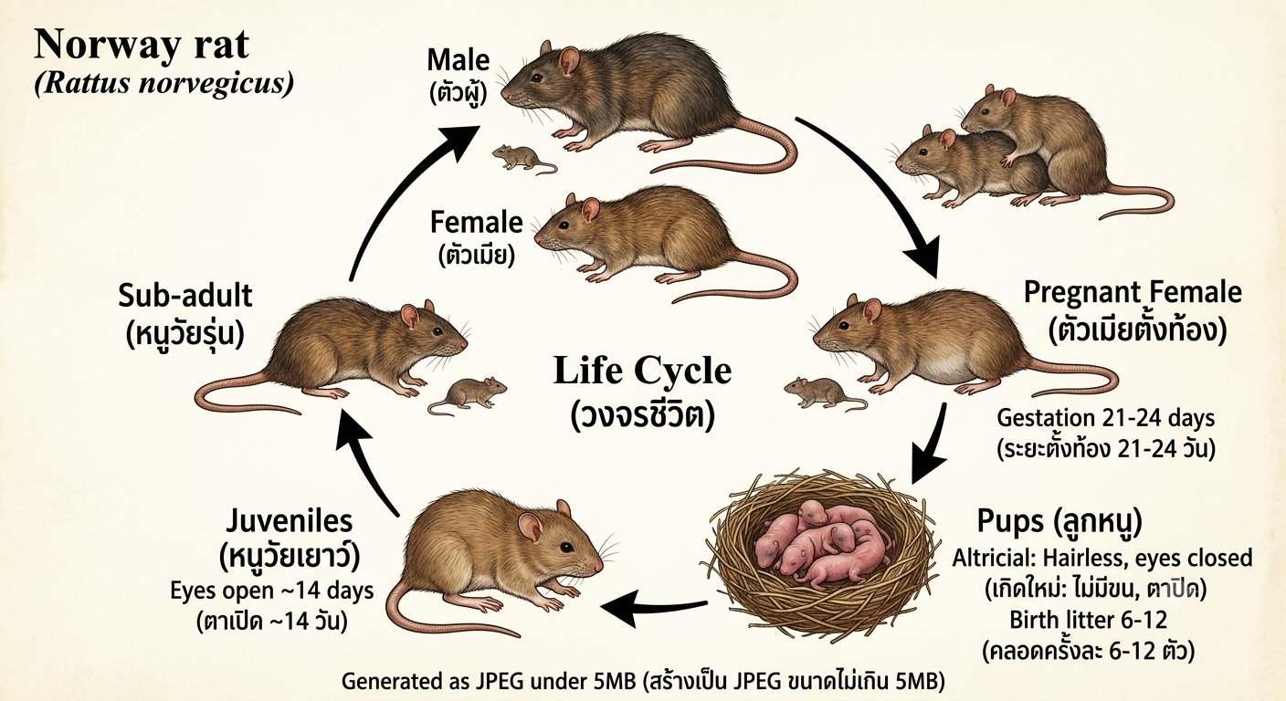 หนูท้องขาว (Rattus norvegicus): ข้อมูลทางวิชาการและหลักการควบคุม