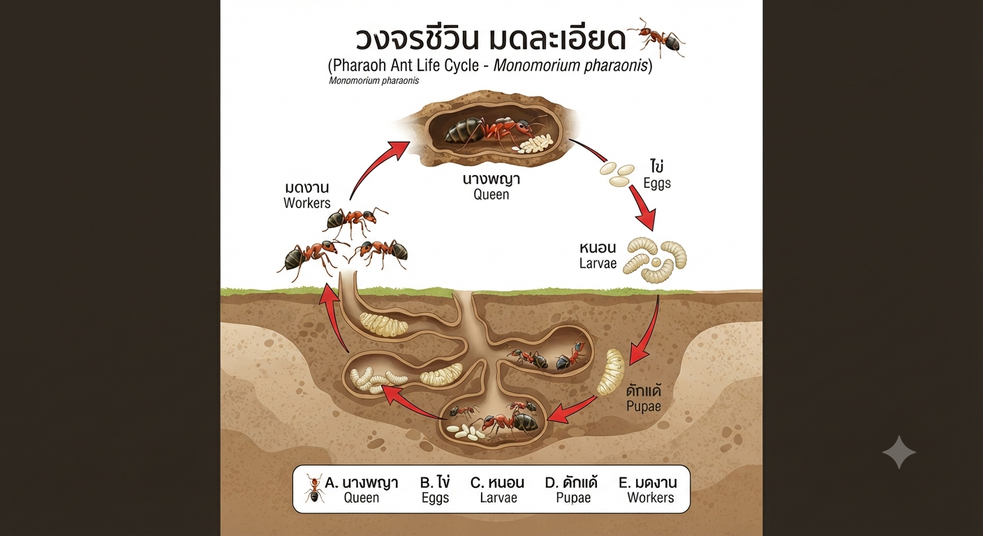 มดละเอียด (Monomorium pharaonis): ข้อมูลทางวิชาการและหลักการควบคุม