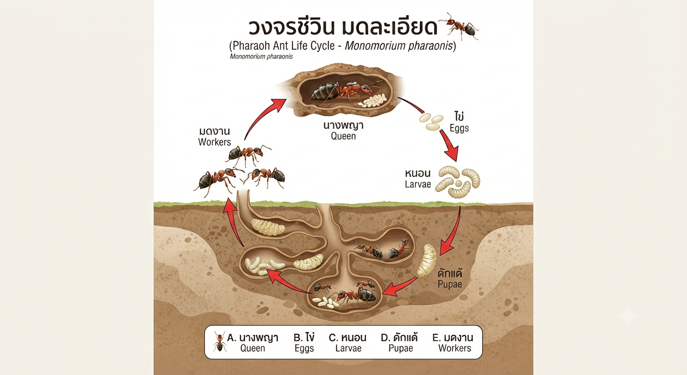มดละเอียด (Monomorium pharaonis): ข้อมูลทางวิชาการและหลักการควบคุม