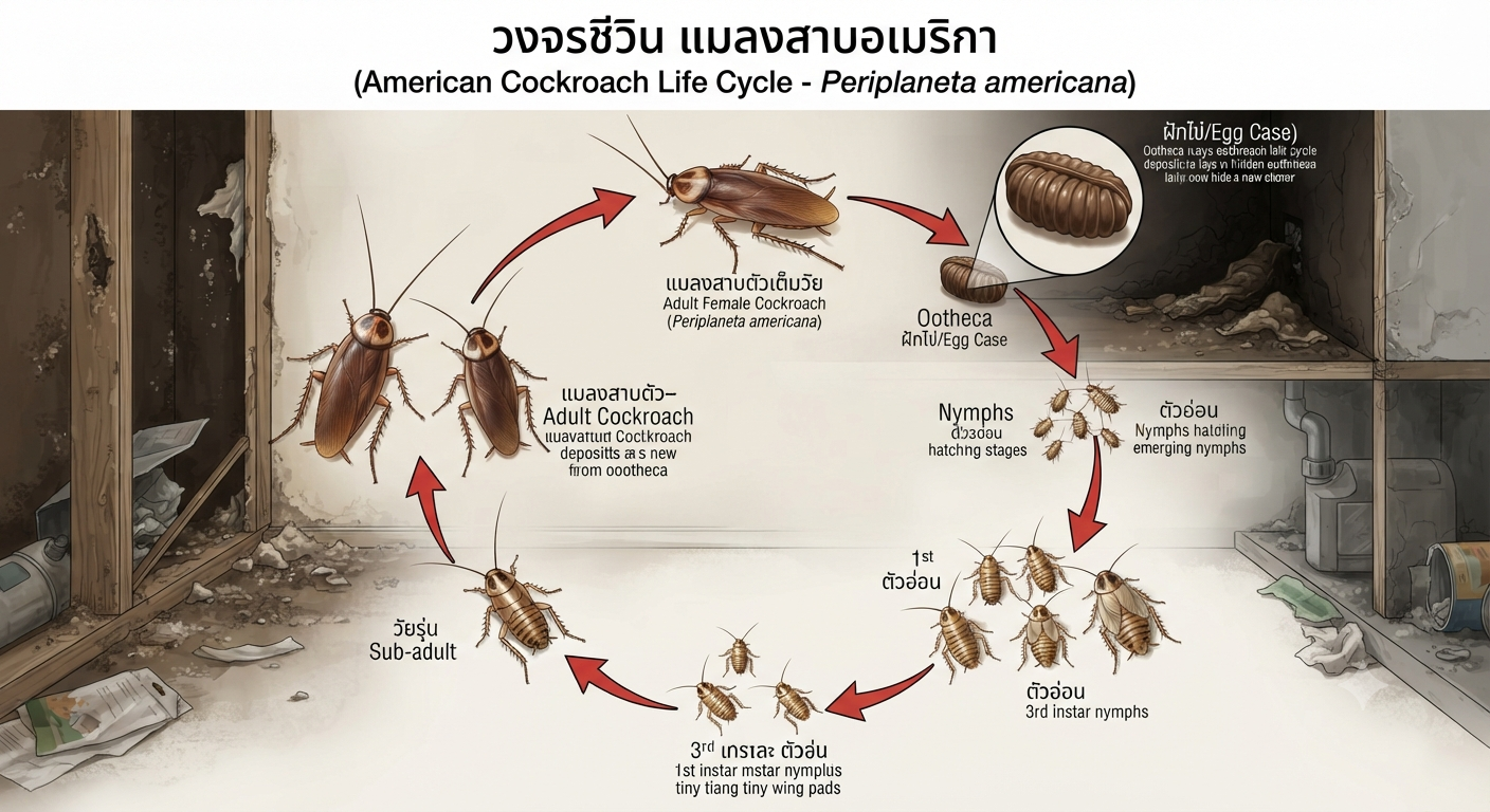 แมลงสาบอเมริกา (Periplaneta americana): ข้อมูลทางวิชาการและหลักการควบคุม