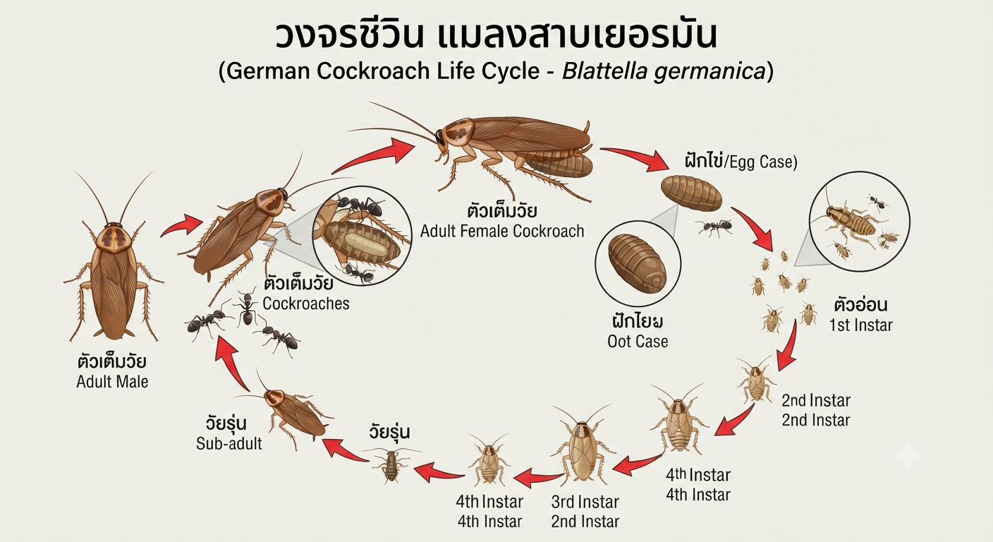 แมลงสาบเยอรมัน (Blattella germanica): ข้อมูลทางวิชาการและหลักการควบคุม