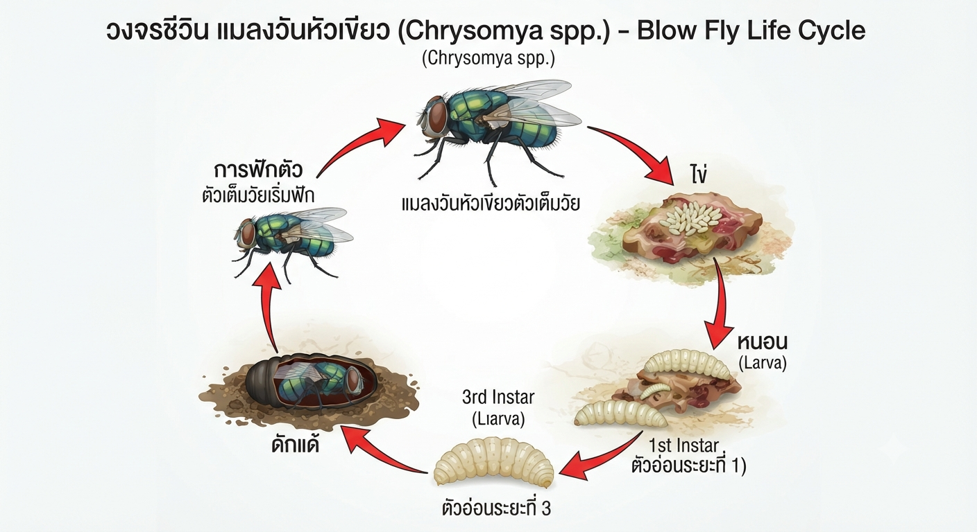 แมลงวันหัวเขียว (Chrysomya spp.): ข้อมูลทางวิชาการและหลักการควบคุม